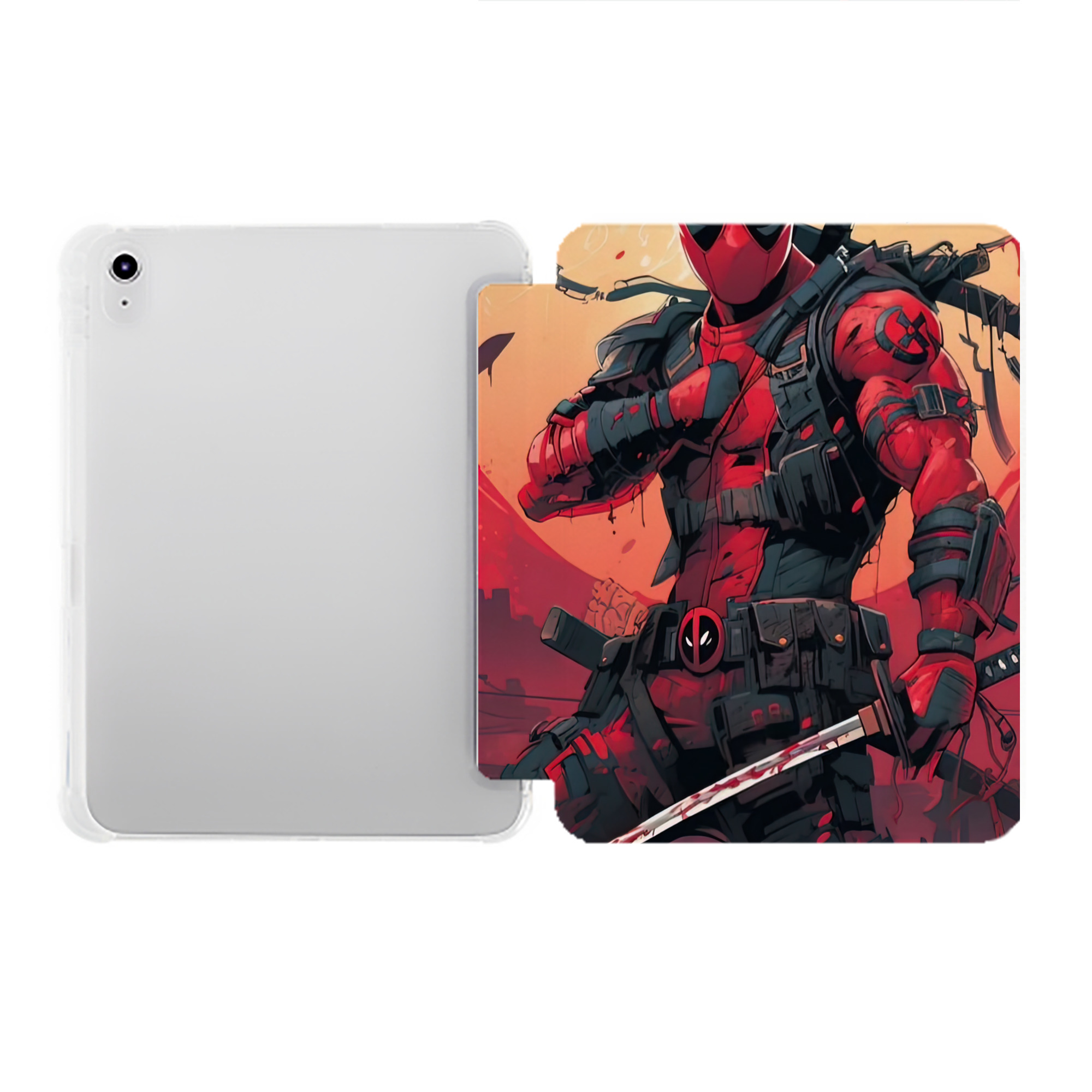 （画像用） Deadpool デッドプール IPad ケース ペン収納付き 三つ折りスタンド PUレザー×シリコン 対応機種9.5/10.5/10.9インチ